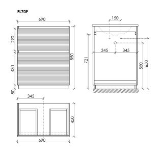 Тумба напольная под раковину Sancos Folk Floor FL70FGS 70 см Grey soft